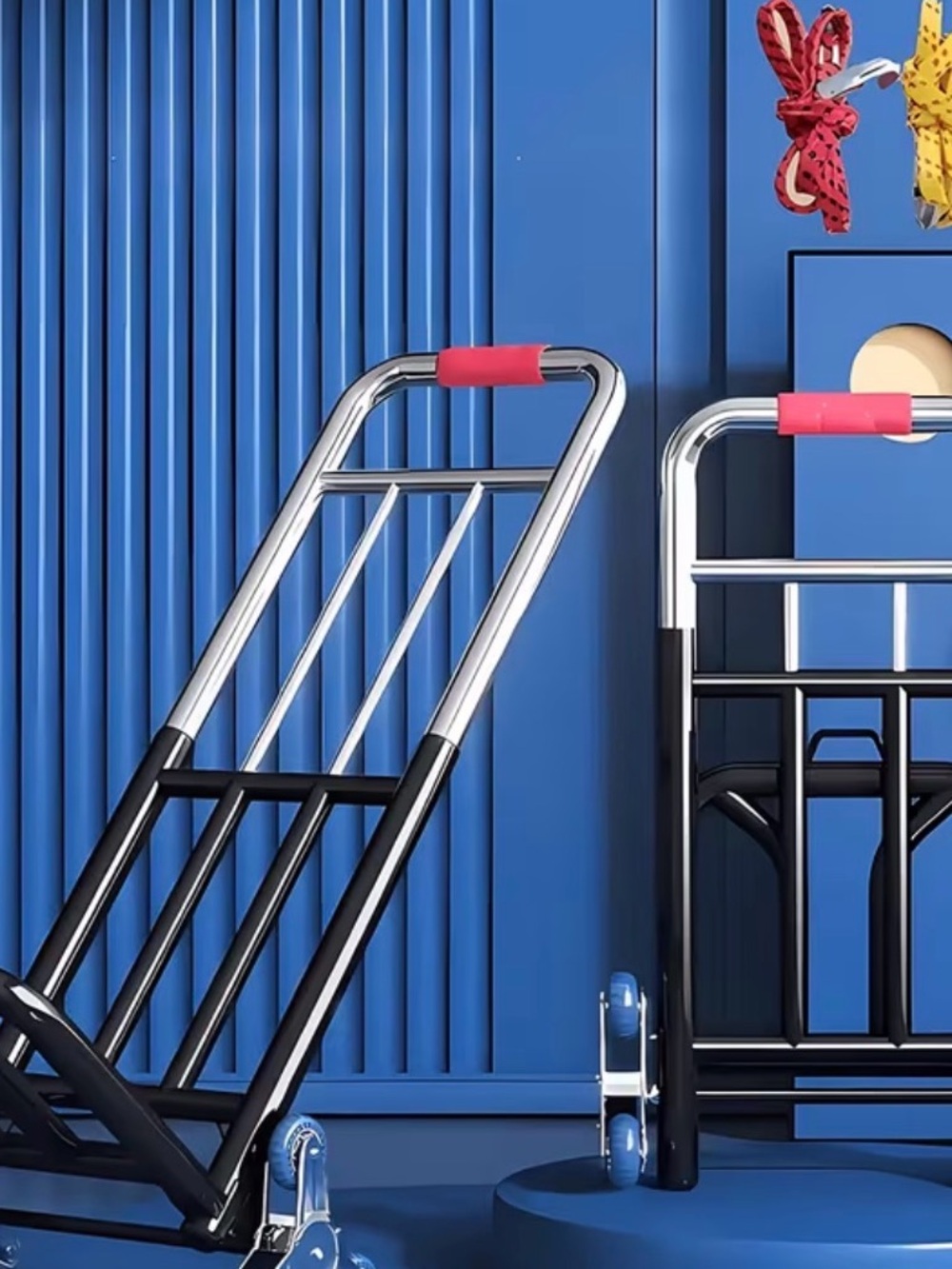 NBA Chrome and Black Folding Hand Truck with Pink Grip Accents